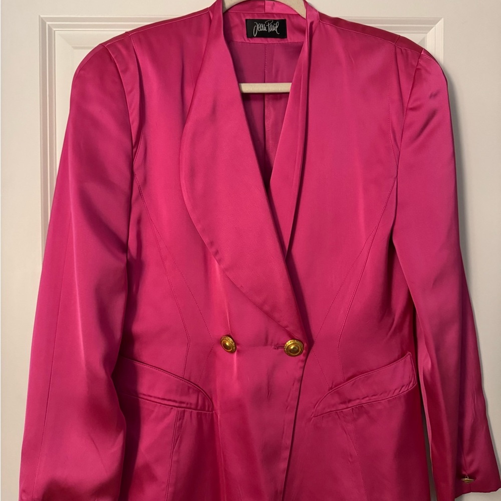 Jean Paul Gauthier Vintage Heavyweight Silk Pink Double-Breasted Women's Blazer